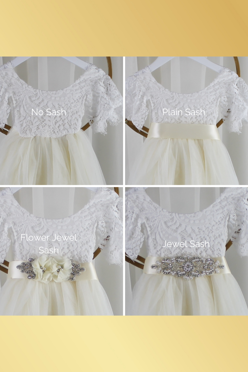 The Jasmine - Ivory Flower Girl Dress - Short Sleeve