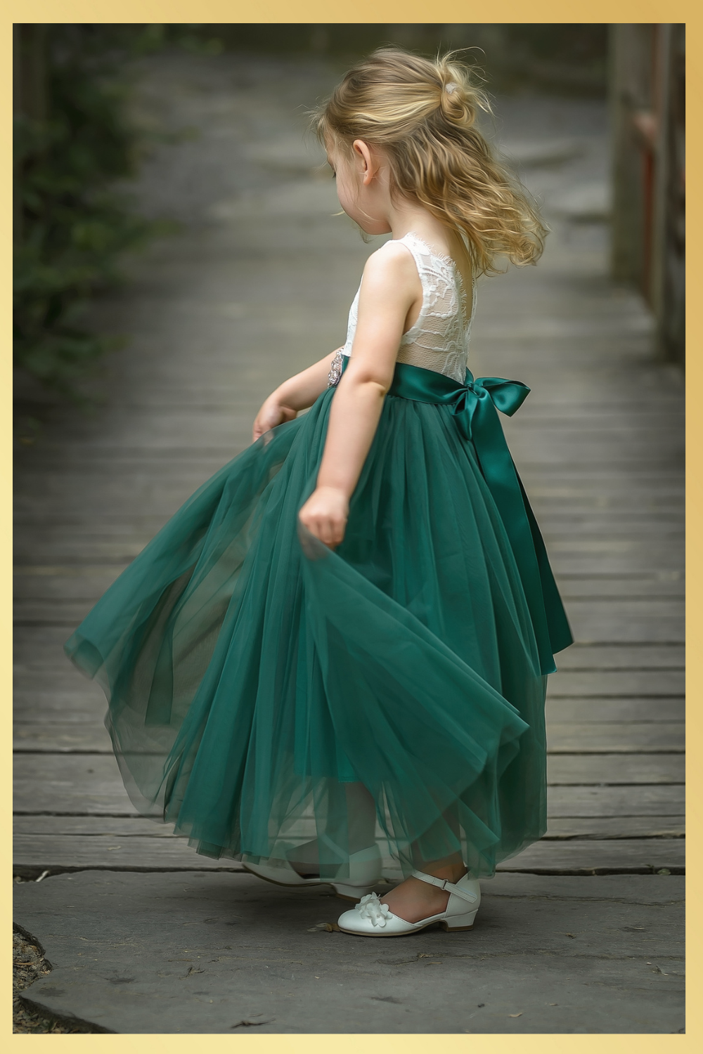 junior bridesmaid dress hunter green