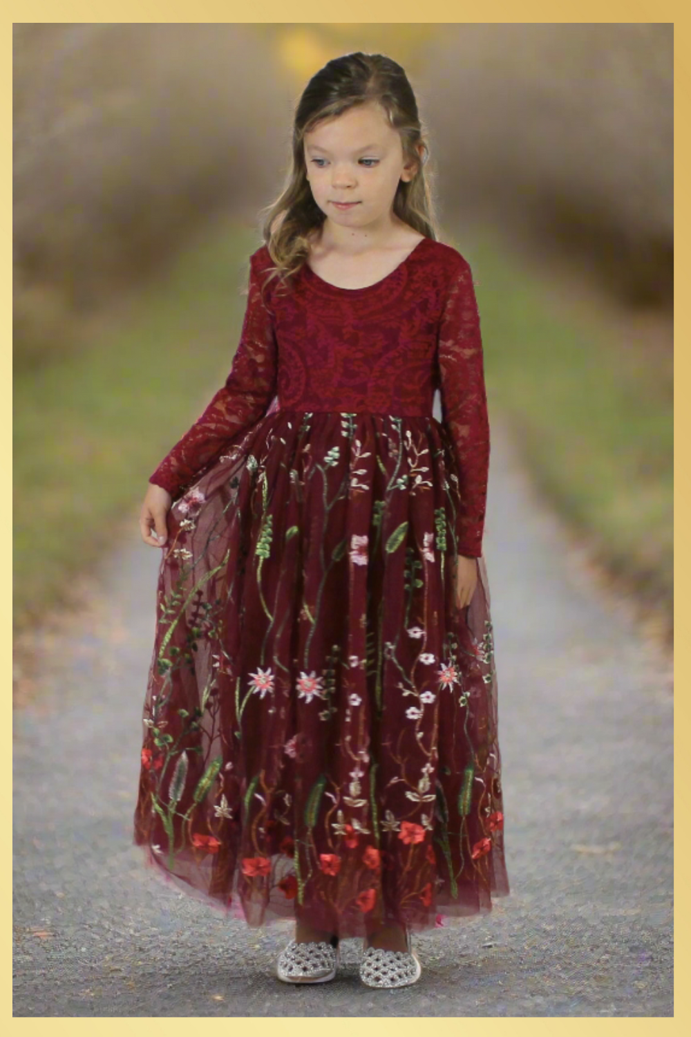 Burgundy Floral Flower Girl Dress Lisa Ann's Creations Burgundy Floral Flower Girl Dress Lisa Ann's Creations