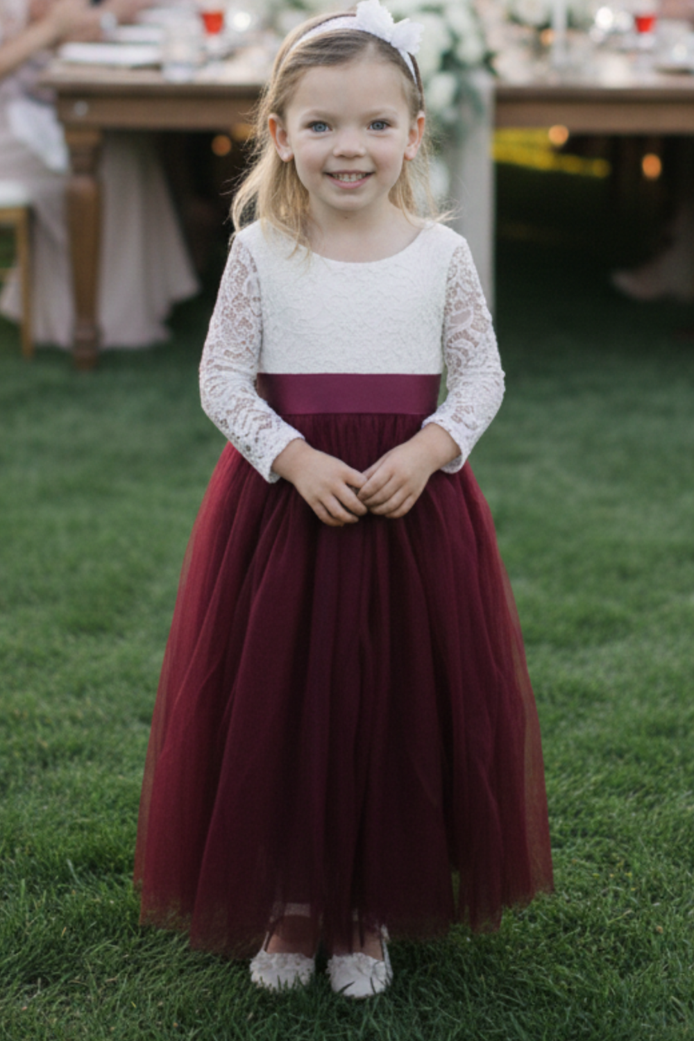 Flower Girl Dress Burgundy Long Sleeve Full length – Lisa Ann's Creations