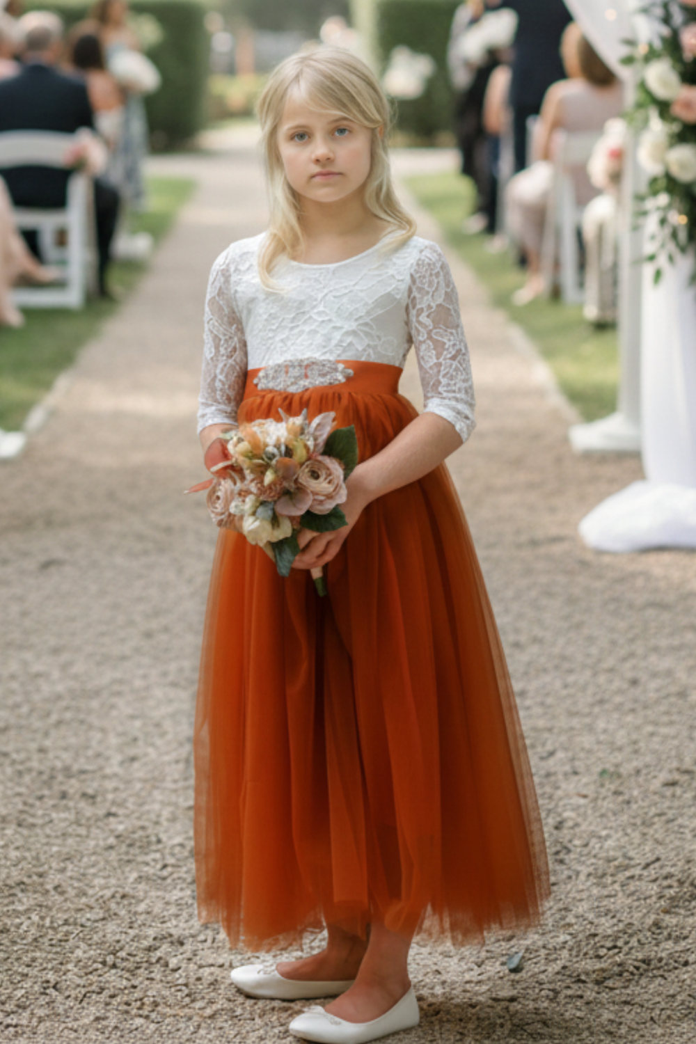 Burnt Orange Flower Girl Dress