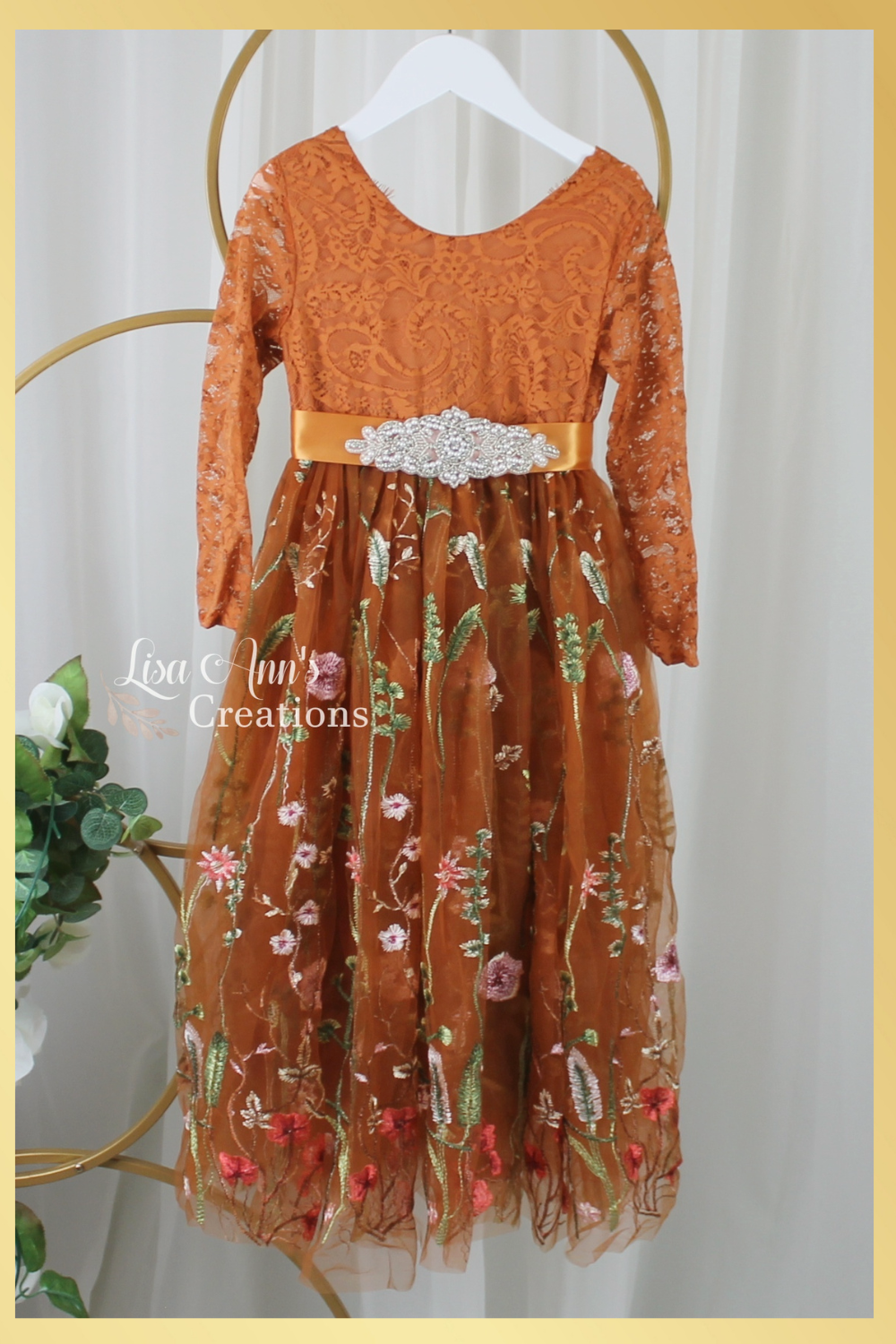 Junior Bridesmaid dress burnt orange full length