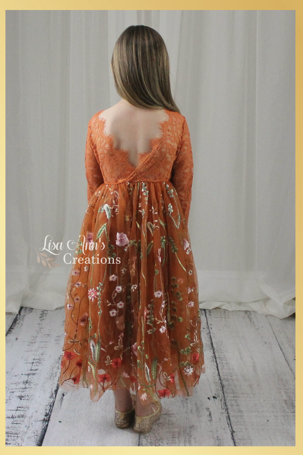 Floral flower girl dress Burnt Orange Fall Wedding Dress