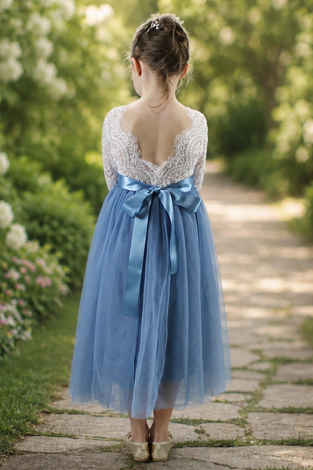 dusty blue tulle dress Flower Girl Long Sleeve 11/12 / Dress/Flower Jewel Sash Size:US30+ Black prom dresses, African line dusty blue skirt NEW THIS WEEK
