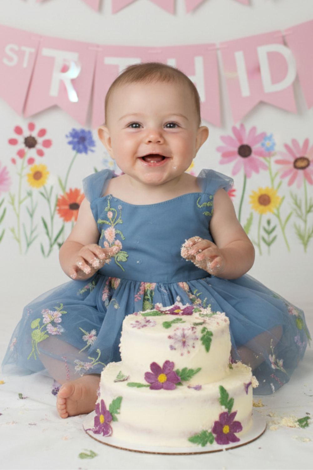 floral birthday dress Baby Girl Embroidery in Dusty Blue 12/18mos Bodysuit/Dress fresh couture at accessible Color:Other Color(Leaving a note) Black Women's Long Jacket Medium Sleeve