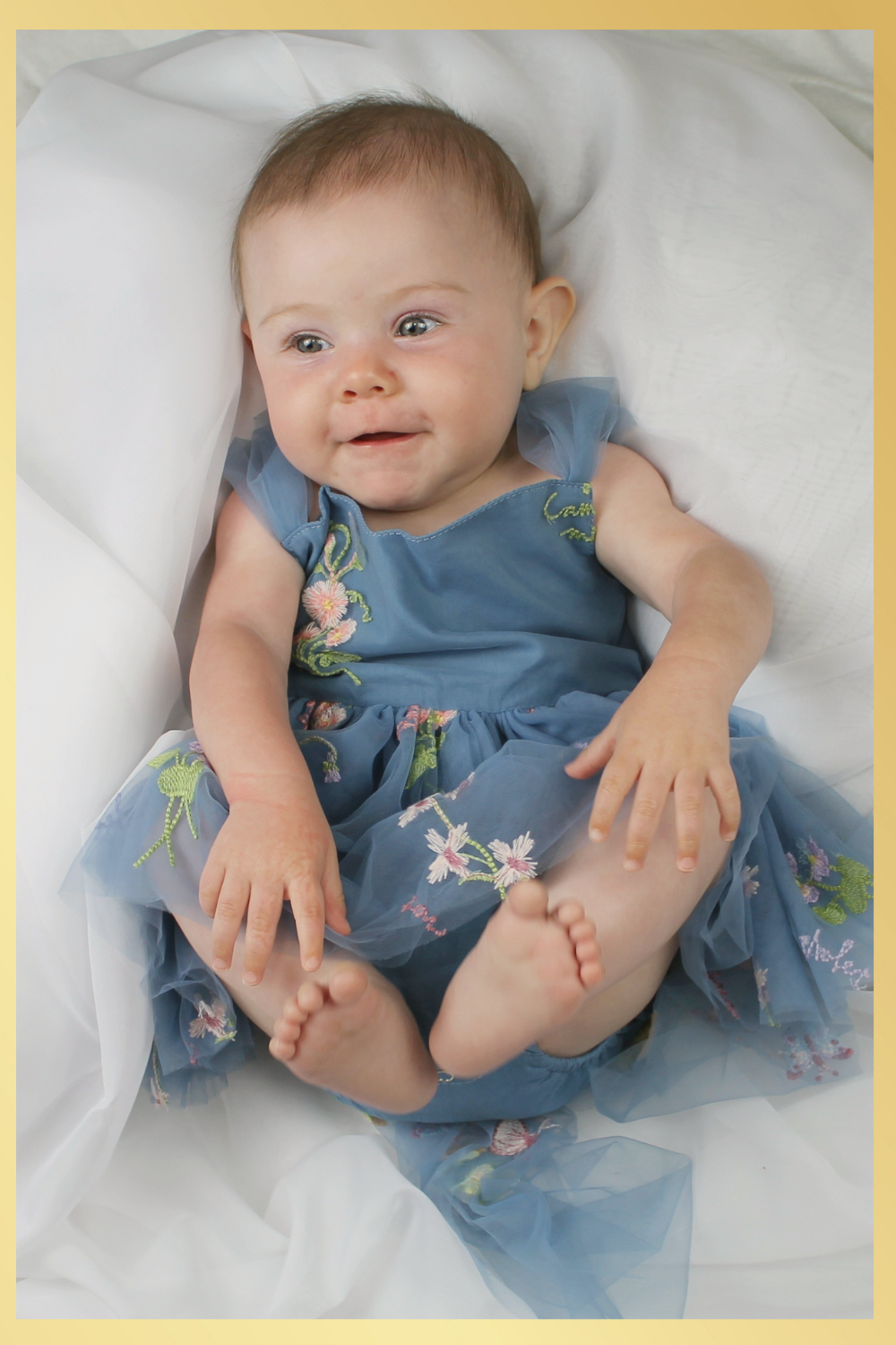Baby Girl Embroidery Floral Dress in Dusty Blue Lisa Ann's Creations Baby Girl Embroidery Floral Dress in Dusty Blue Lisa Ann's Creations