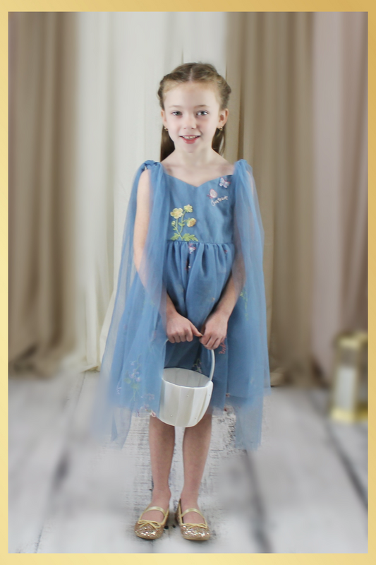 Dusty Blue Flower Girl Dress