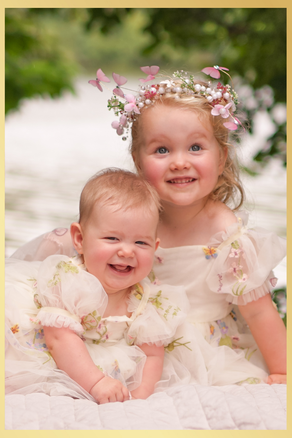 Ivory floral flower girl dress