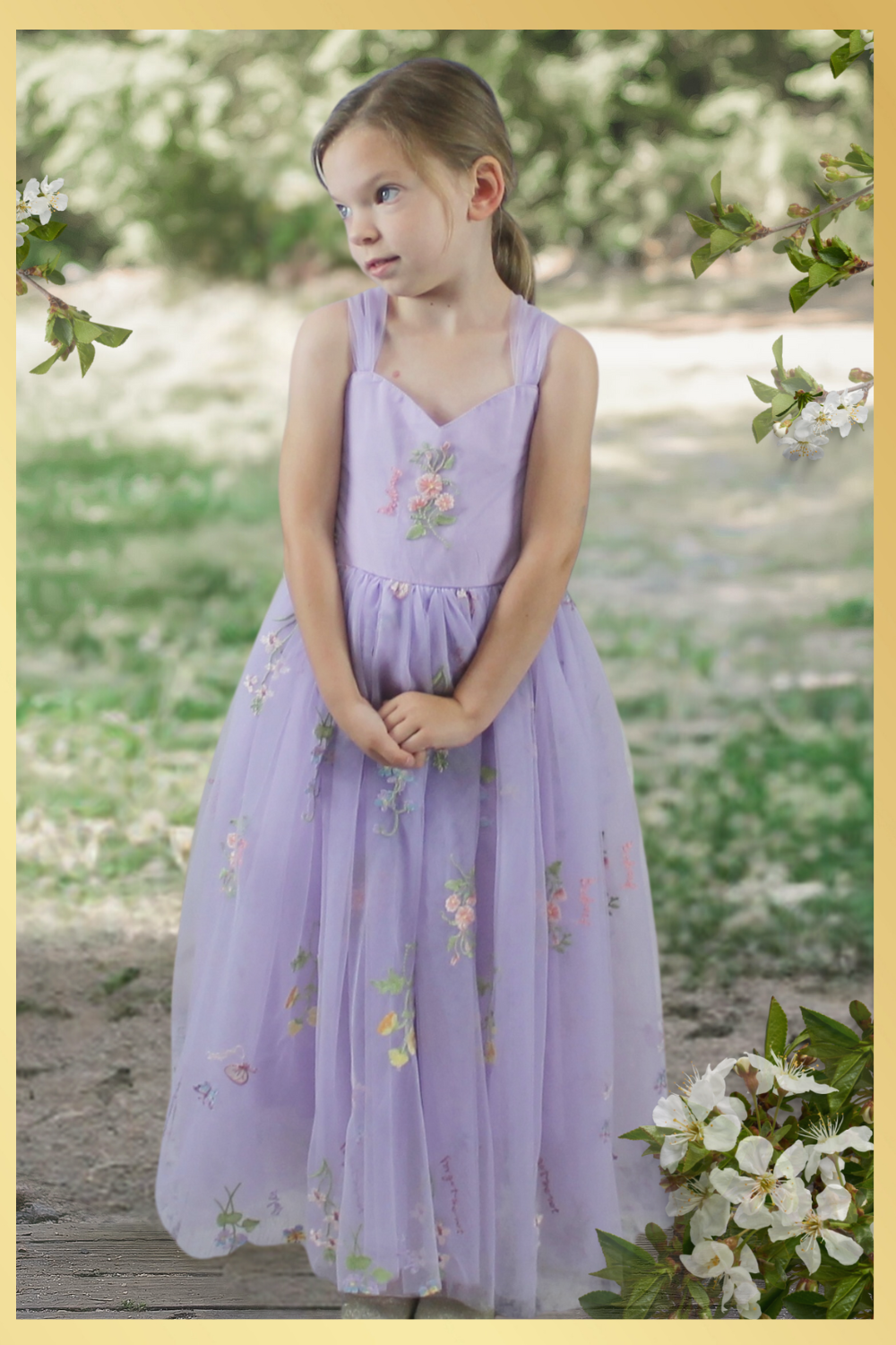 lavender flower girl dresses Lavender Floral Girls Flower Girl or Special Occasion Dress 7/8