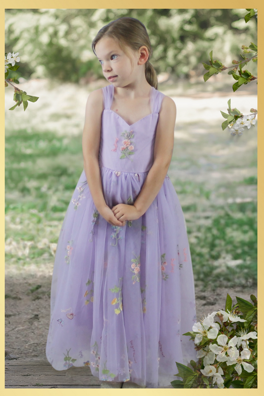 Floral flower girl dress in lavender
