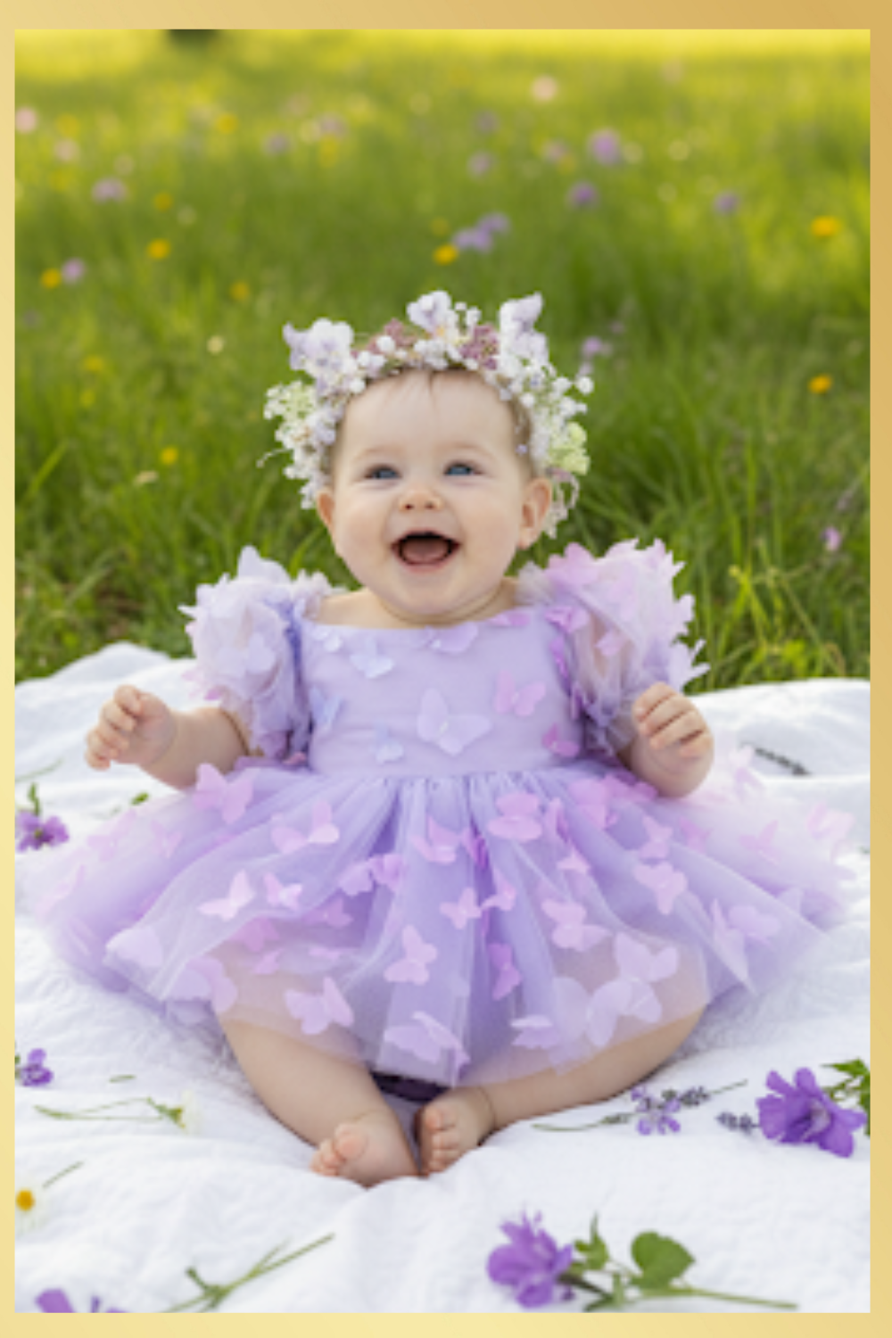 The Lilac - Baby Girl Butterfly Dress - Lavender Ombre