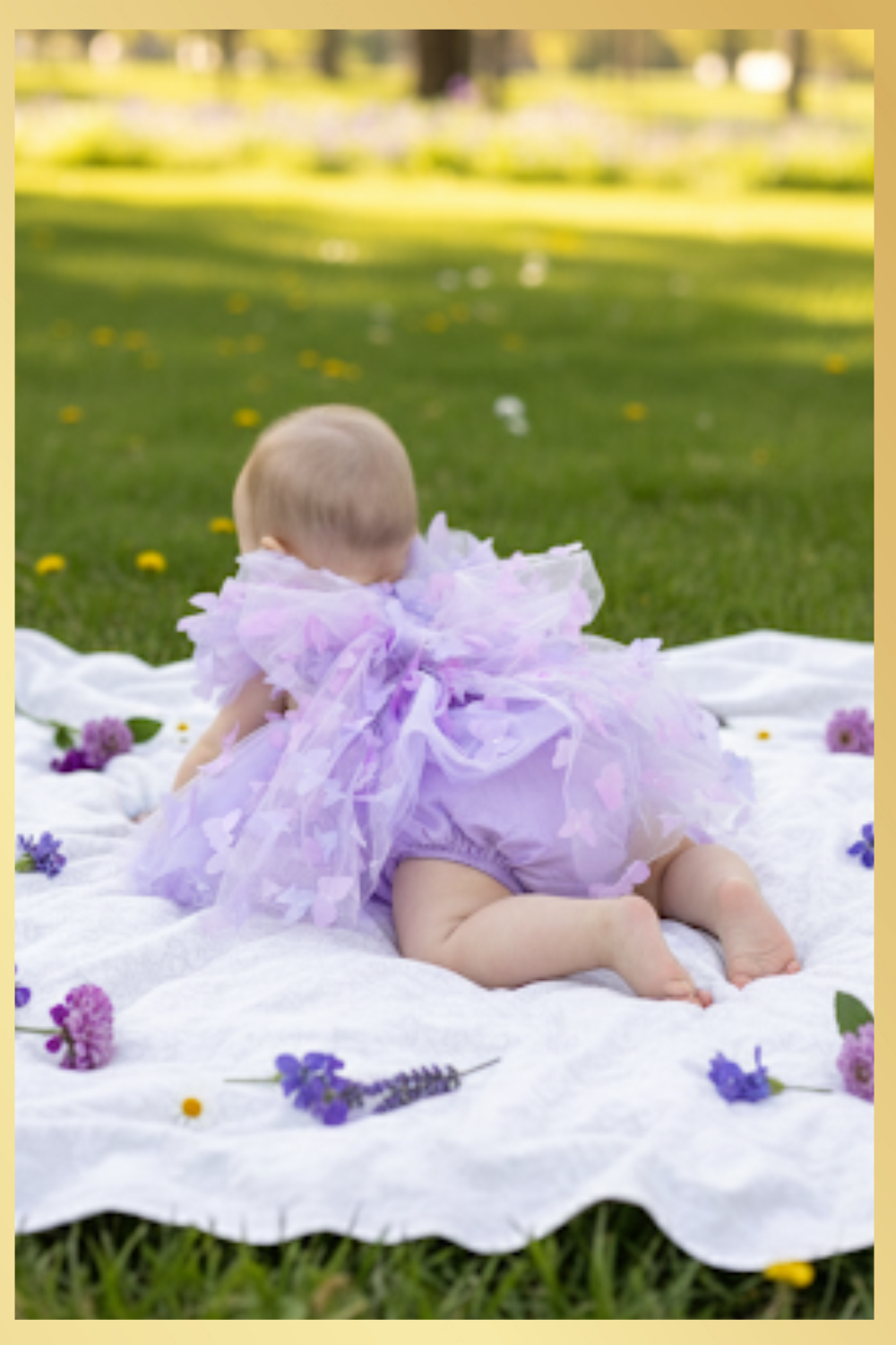 The Lilac - Baby Girl Butterfly Dress - Lavender Ombre