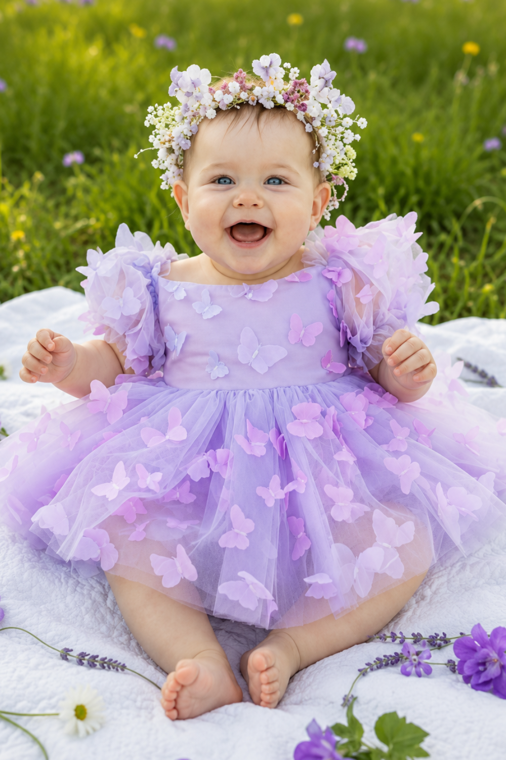 Lavender Ombre Butterfly First Birthday Dress