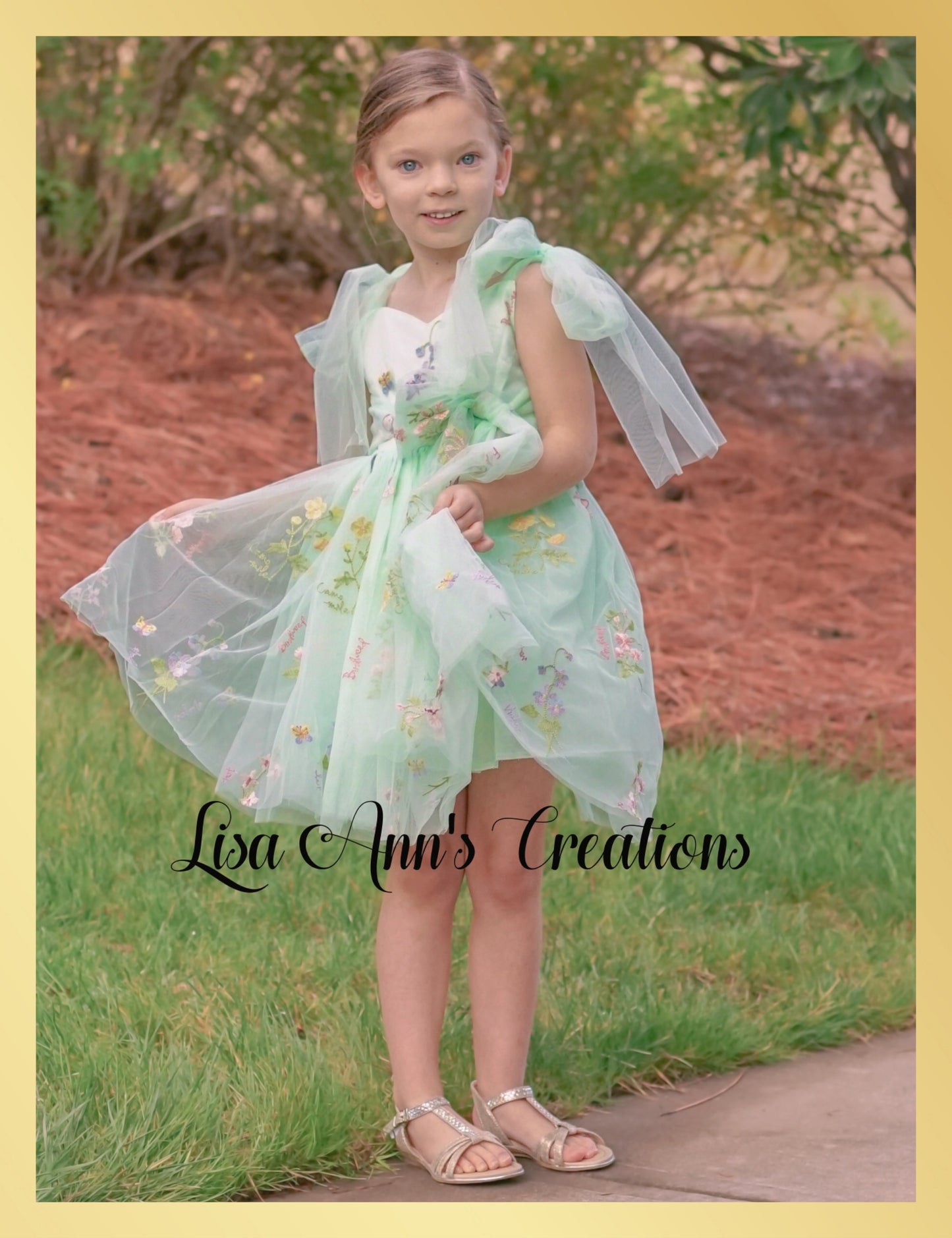 Flower girl dress in mint green