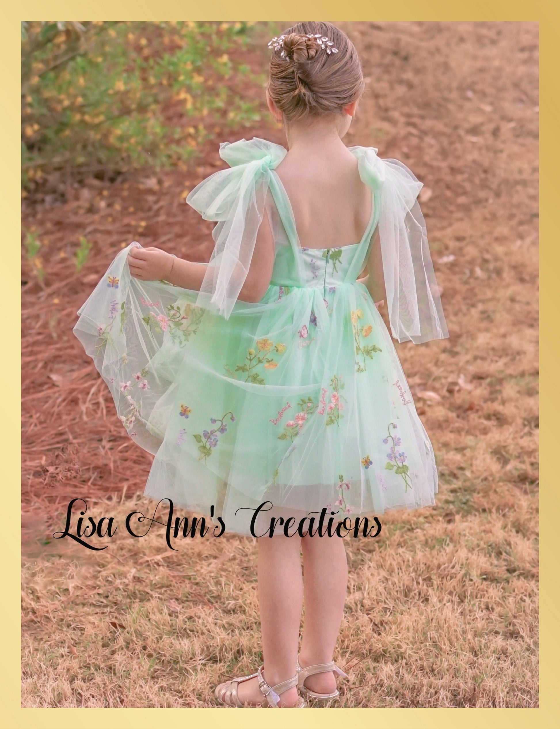 floral flower girl dress in mint