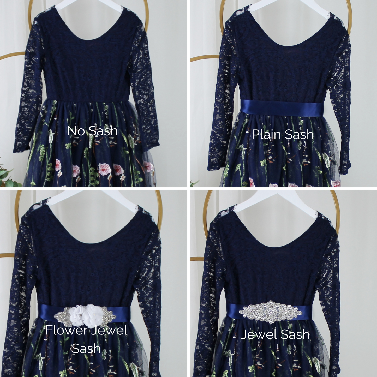 The Poppy - Girls Floral Dress - Navy Blue