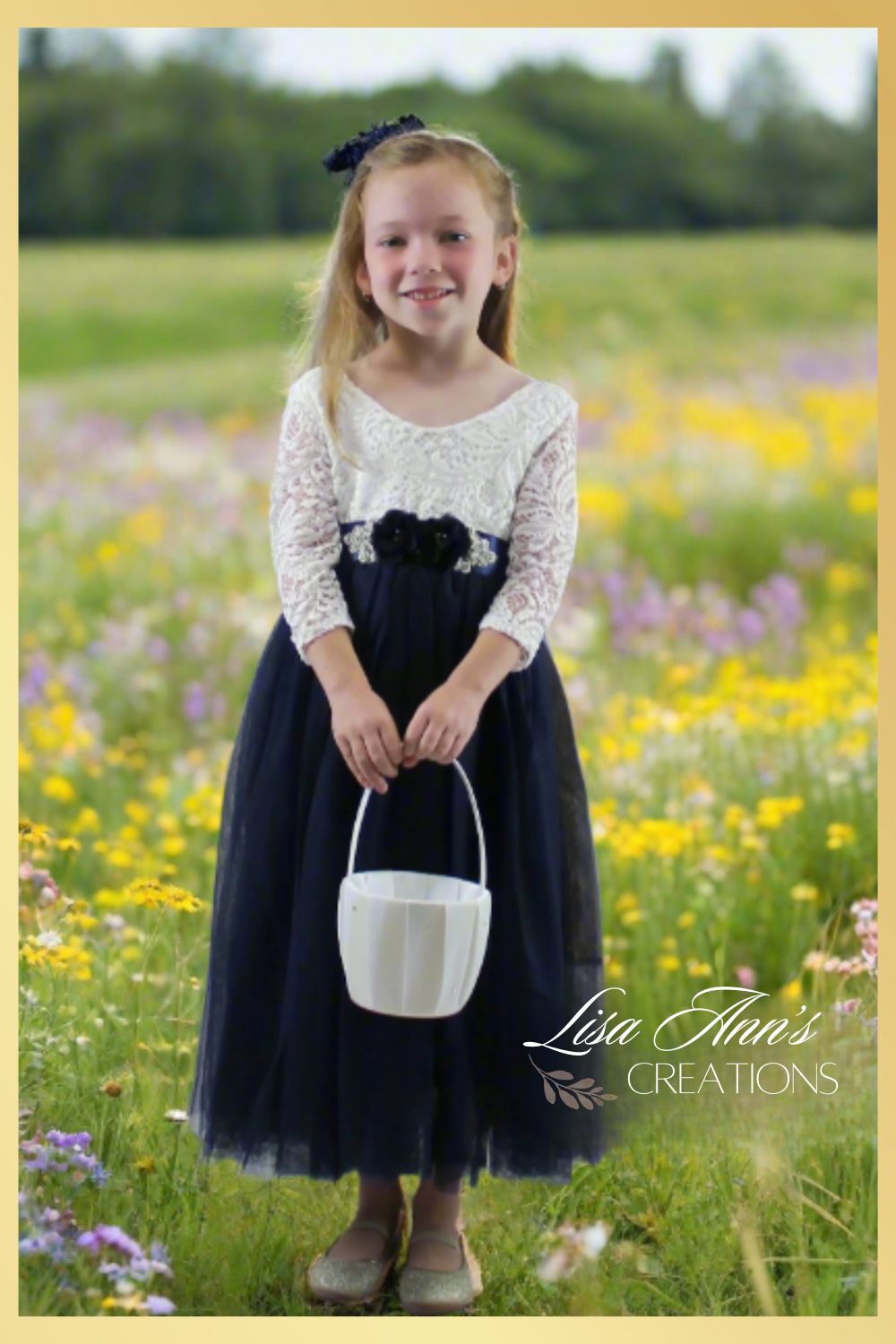 Flower Girl Dress Long Sleeve Navy Tulle Junior Bridesmaid Dress 5T/6T / Dress/Flower Jewel Sash Flower Girl Dress Long Sleeve Navy Tulle Junior Bridesmaid Dress 5T/6T / Dress/Flower Jewel Sash