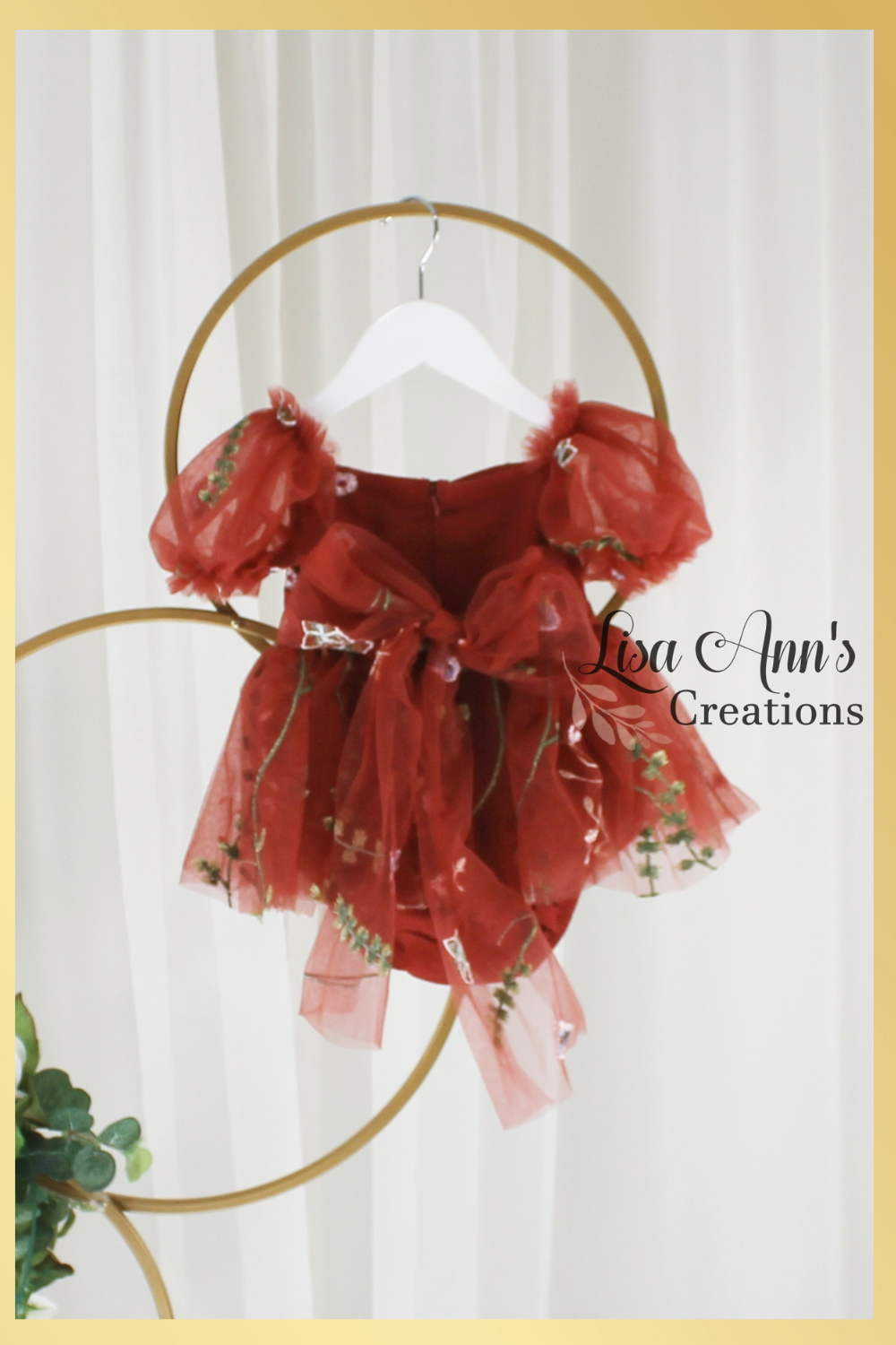 Floral Flower girl dress in rust