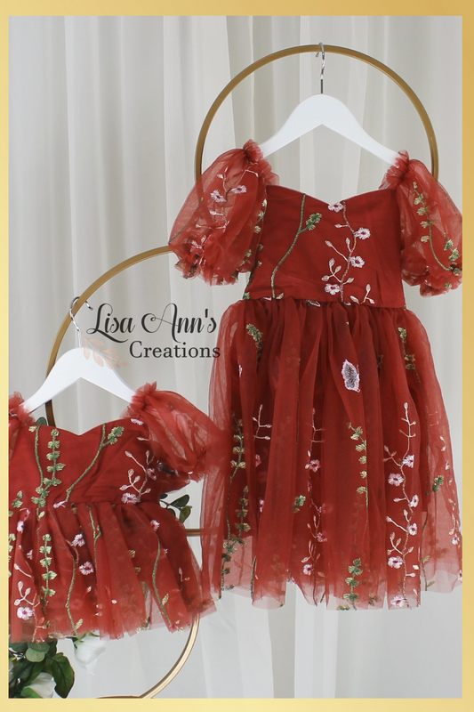 Flower Girl dress in rust floral