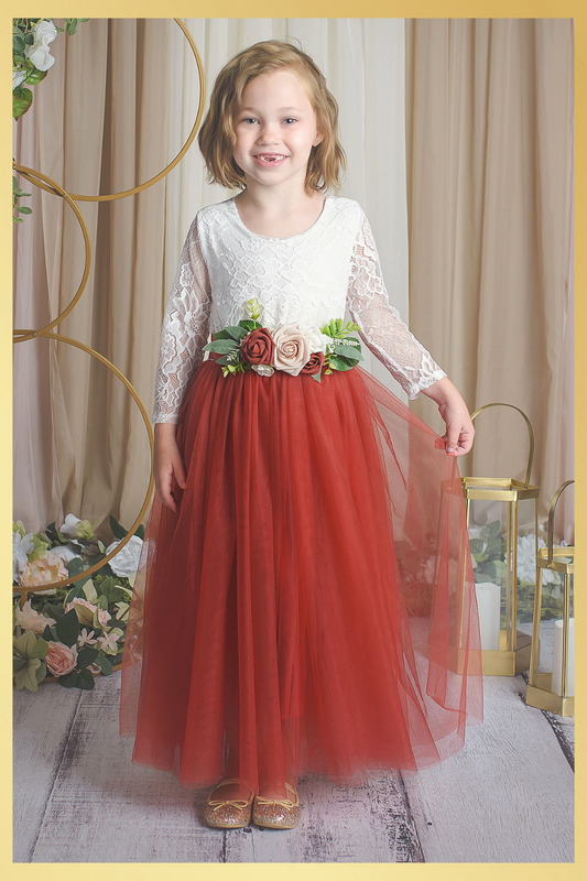 Rust Flower Girl Dress for Wedding