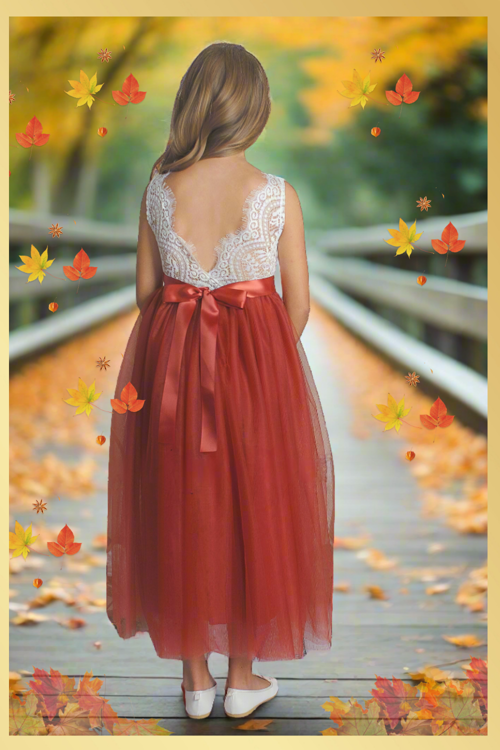 The Peony - Rust Flower Girl Dress - Sleeveless