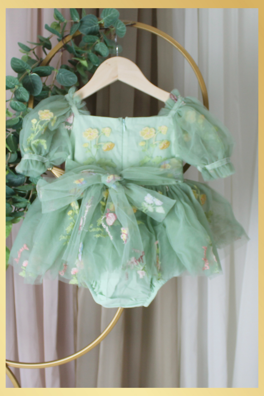 Fairytale flower girl dress in sage green