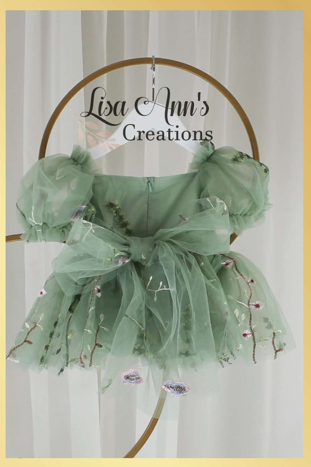 sage floral flower girl dress