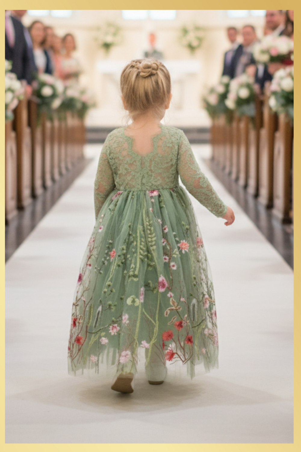 flower girl dress sage green embroidery floral flower girl dress. sage long sleeve lace top with floral tulle bottom
