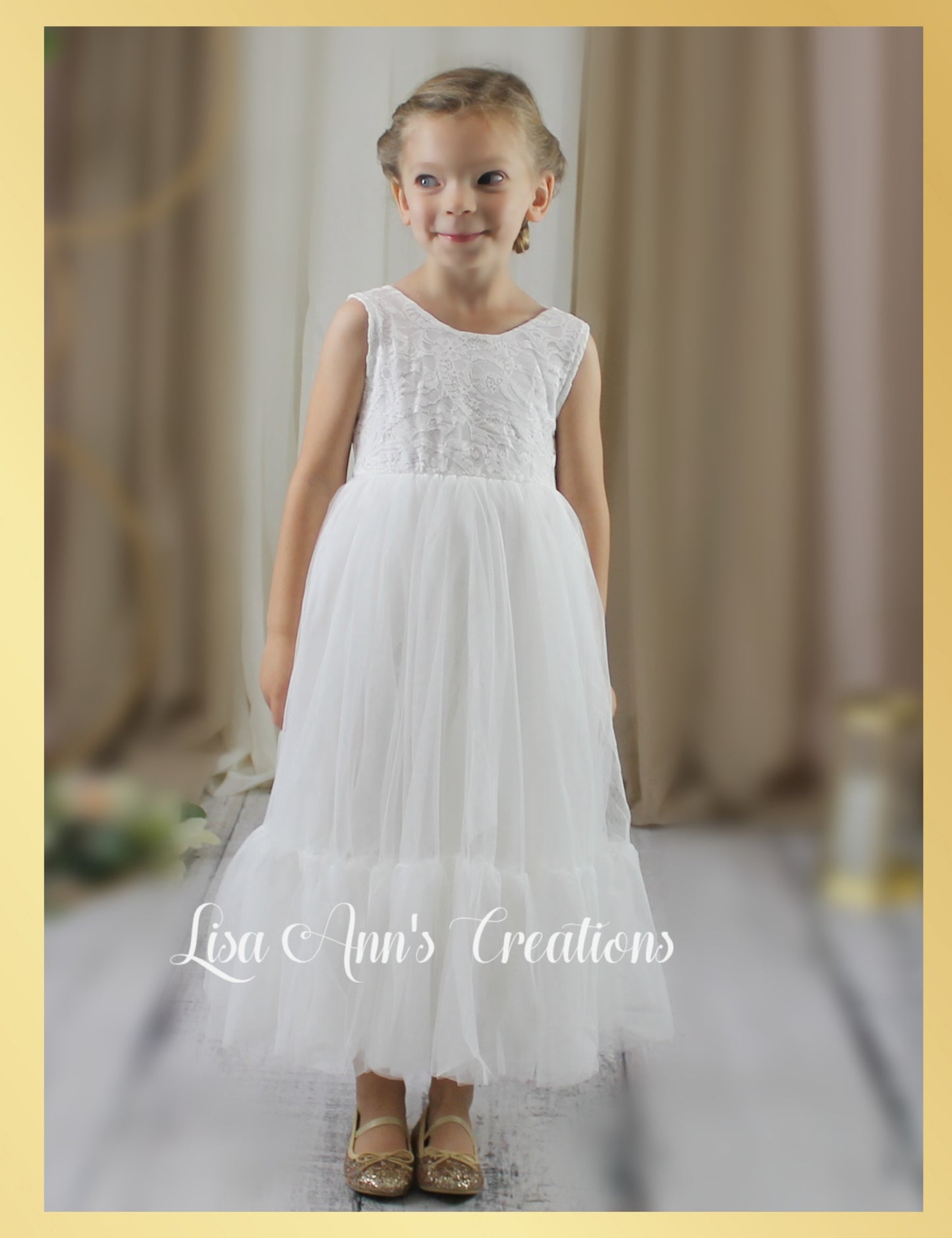 Boho Flower Girl Dress in all white