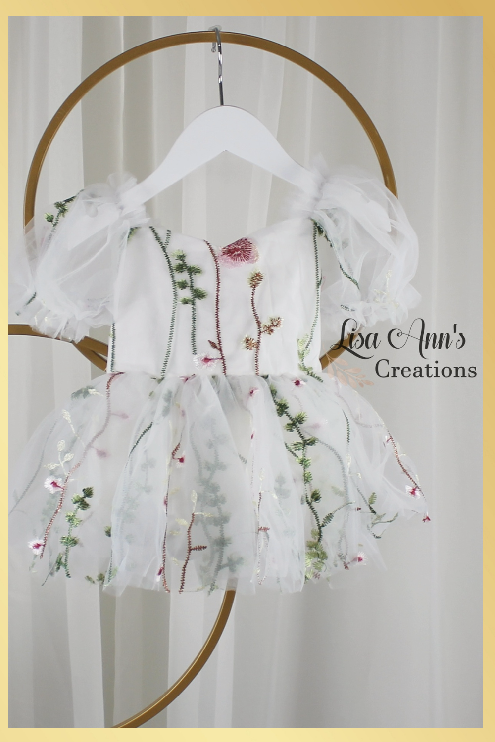 Girls Party dress in white florals