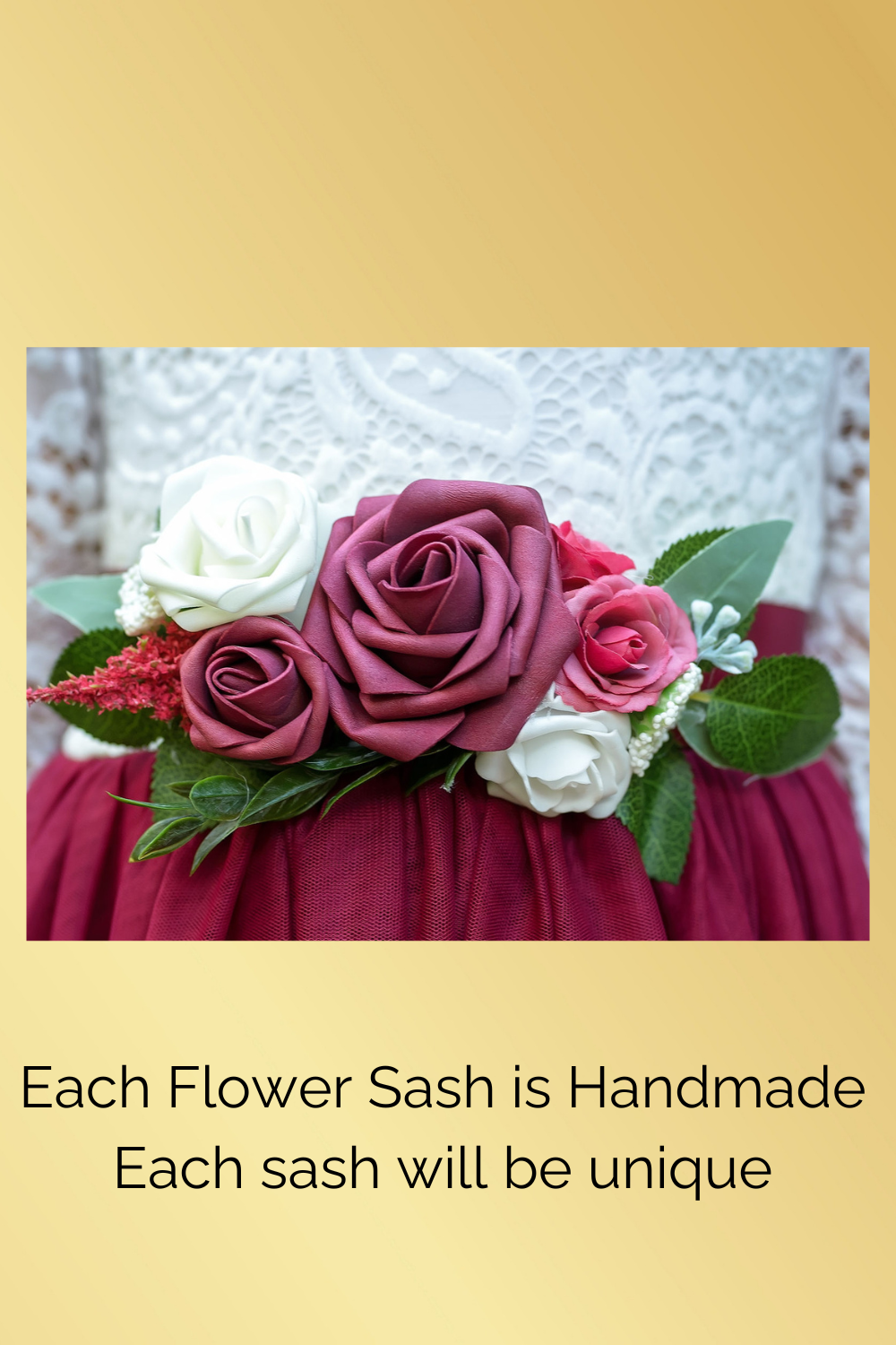 Flower sash in custom colors.