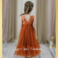 flower girl dress for boho wedding in tulle and lace burnt orange color