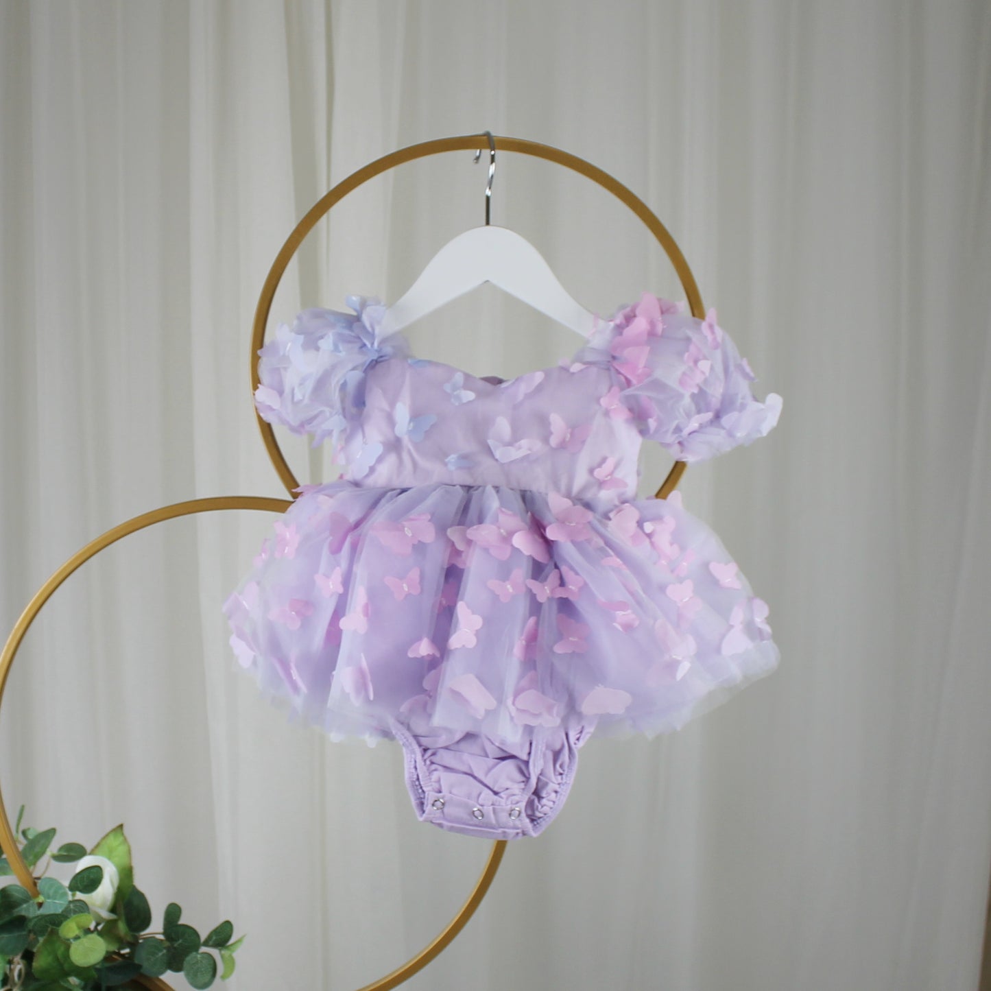 The Lilac - Baby Girl Butterfly Dress - Lavender Ombre