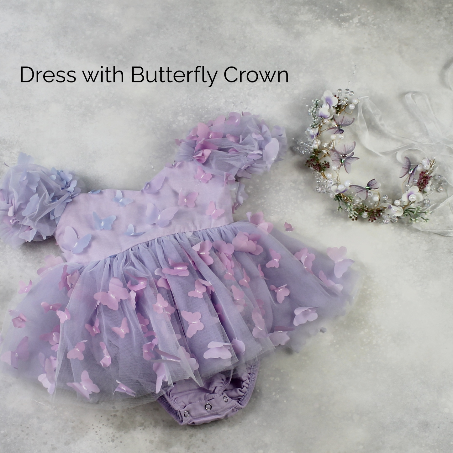 The Lilac - Baby Girl Butterfly Dress - Lavender Ombre