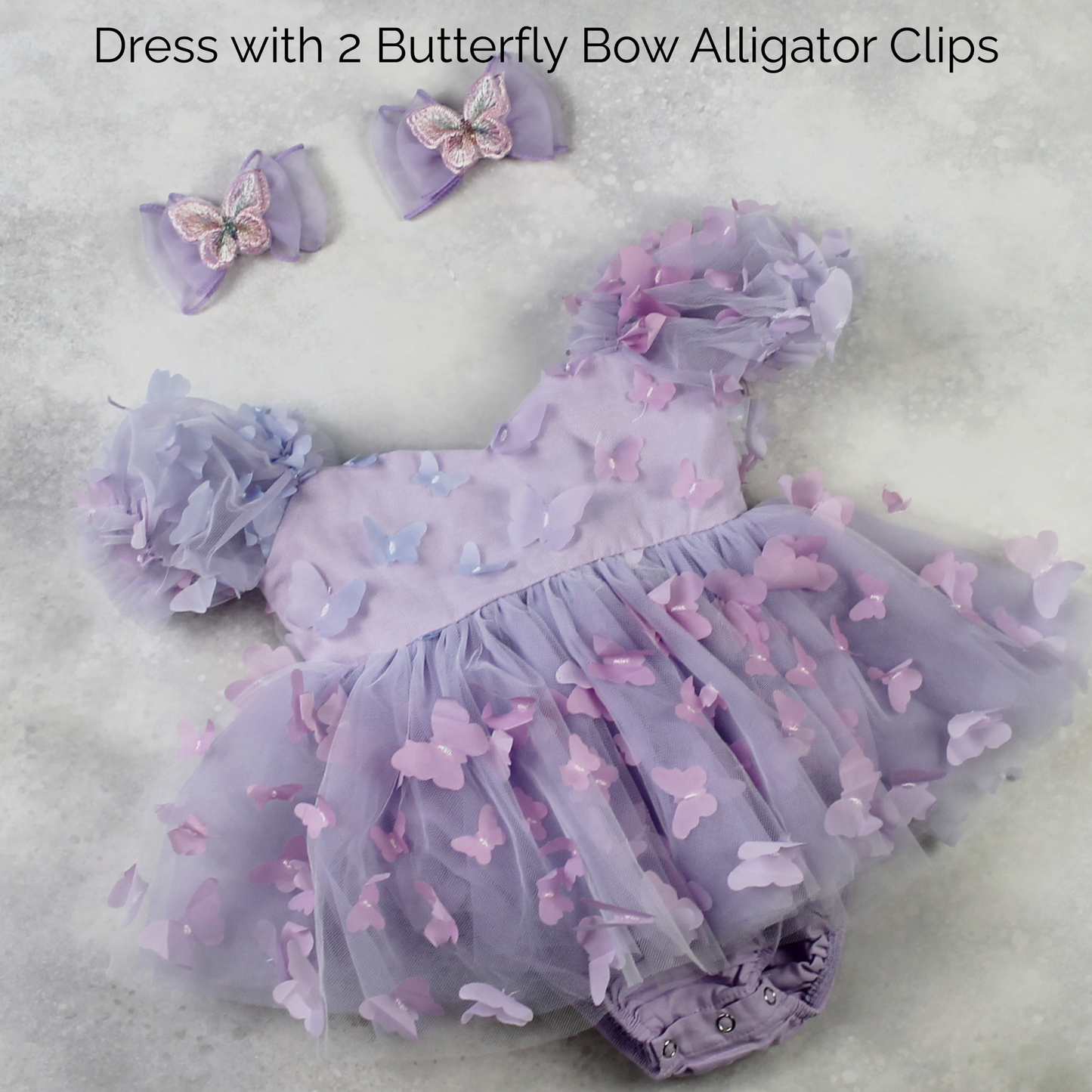 The Lilac - Baby Girl Butterfly Dress - Lavender Ombre