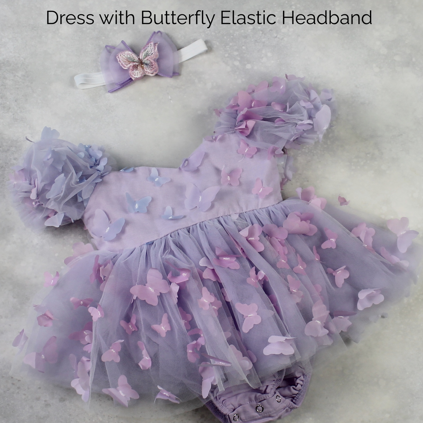 The Lilac - Baby Girl Butterfly Dress - Lavender Ombre