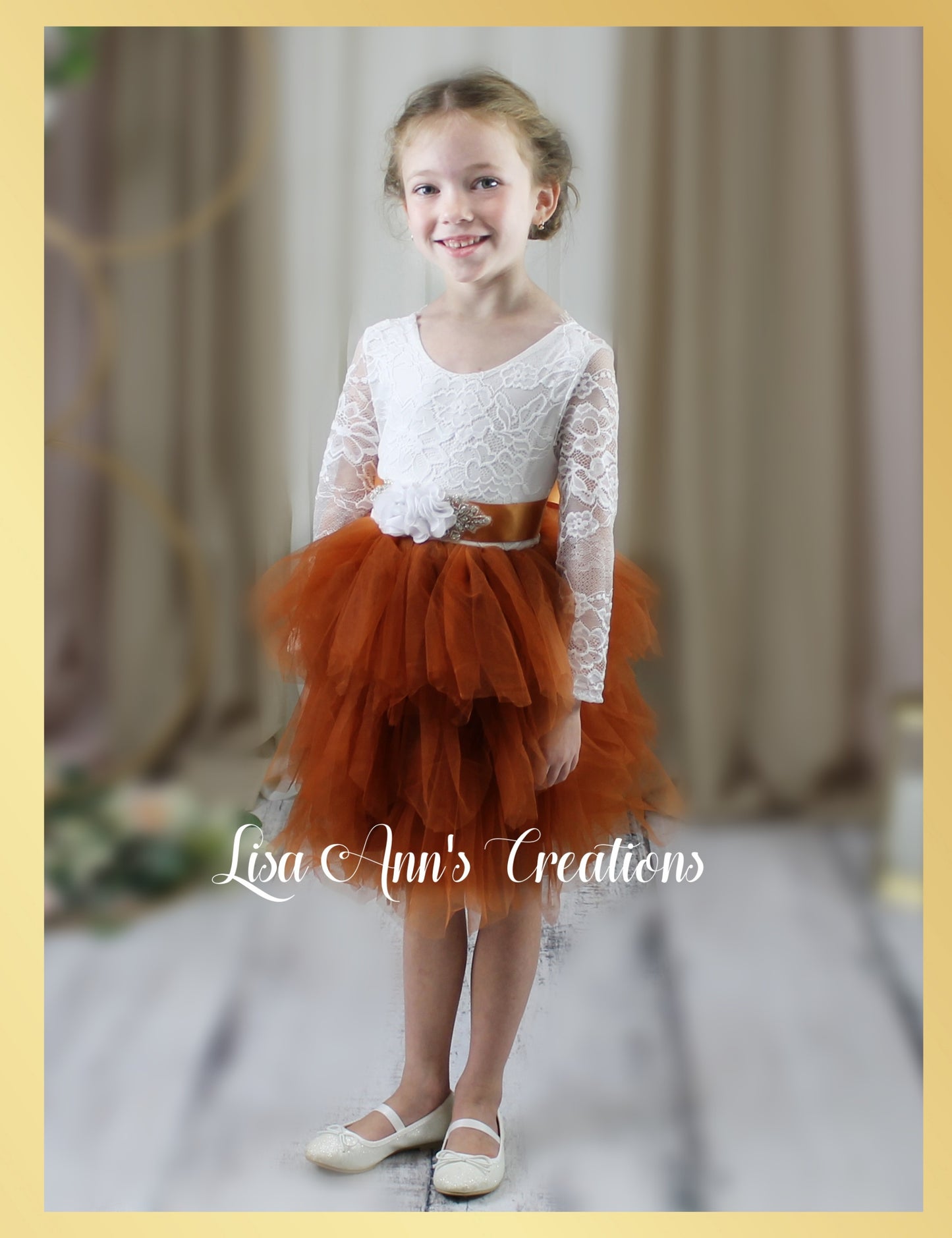 junior bridesmaid dress in burnt orange