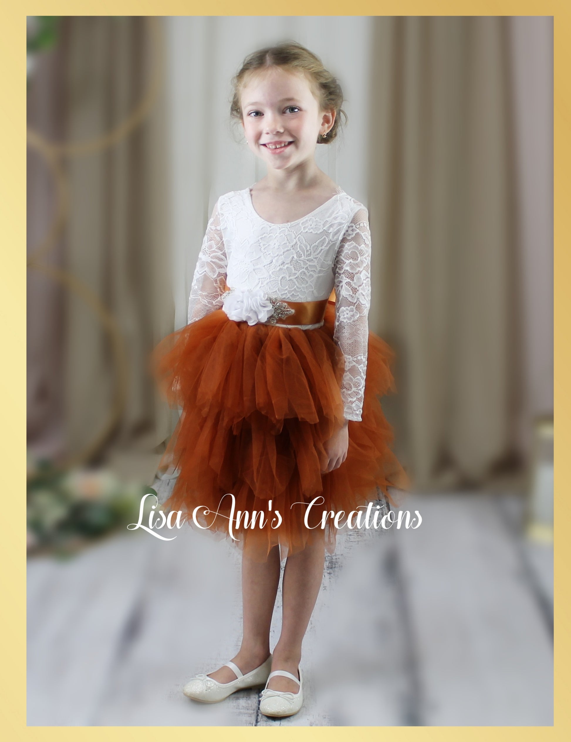 junior bridesmaid dress in burnt orange