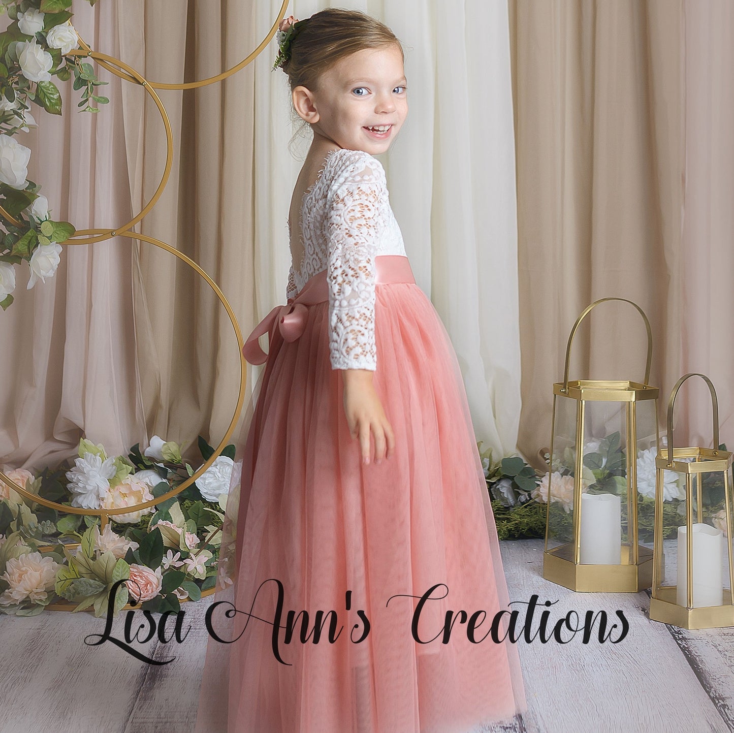 Long sleeve flower girl dress