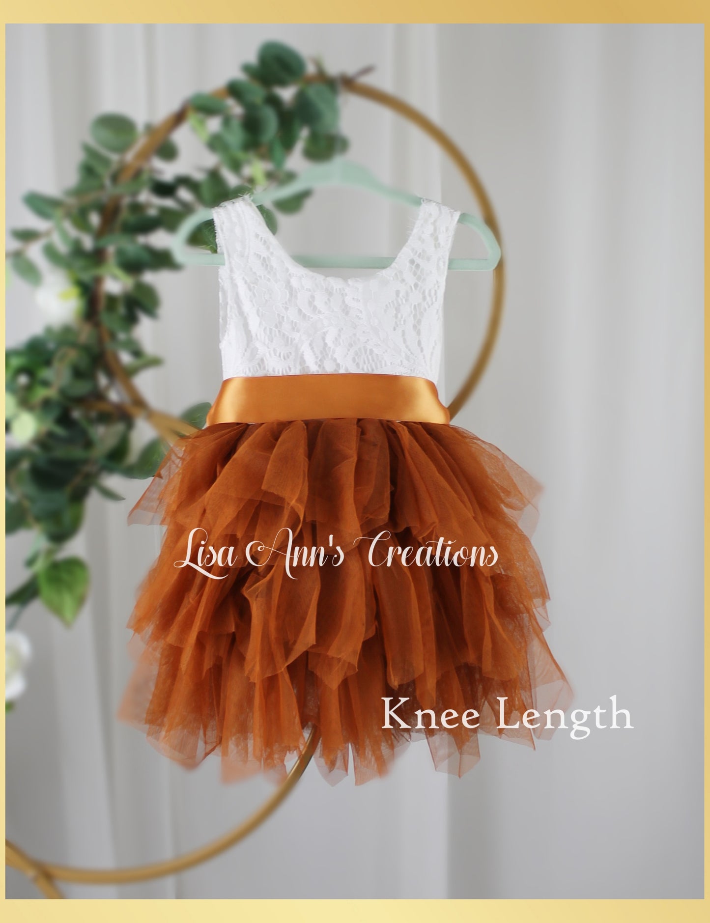 Sleeveless burnt orange flower girl dress