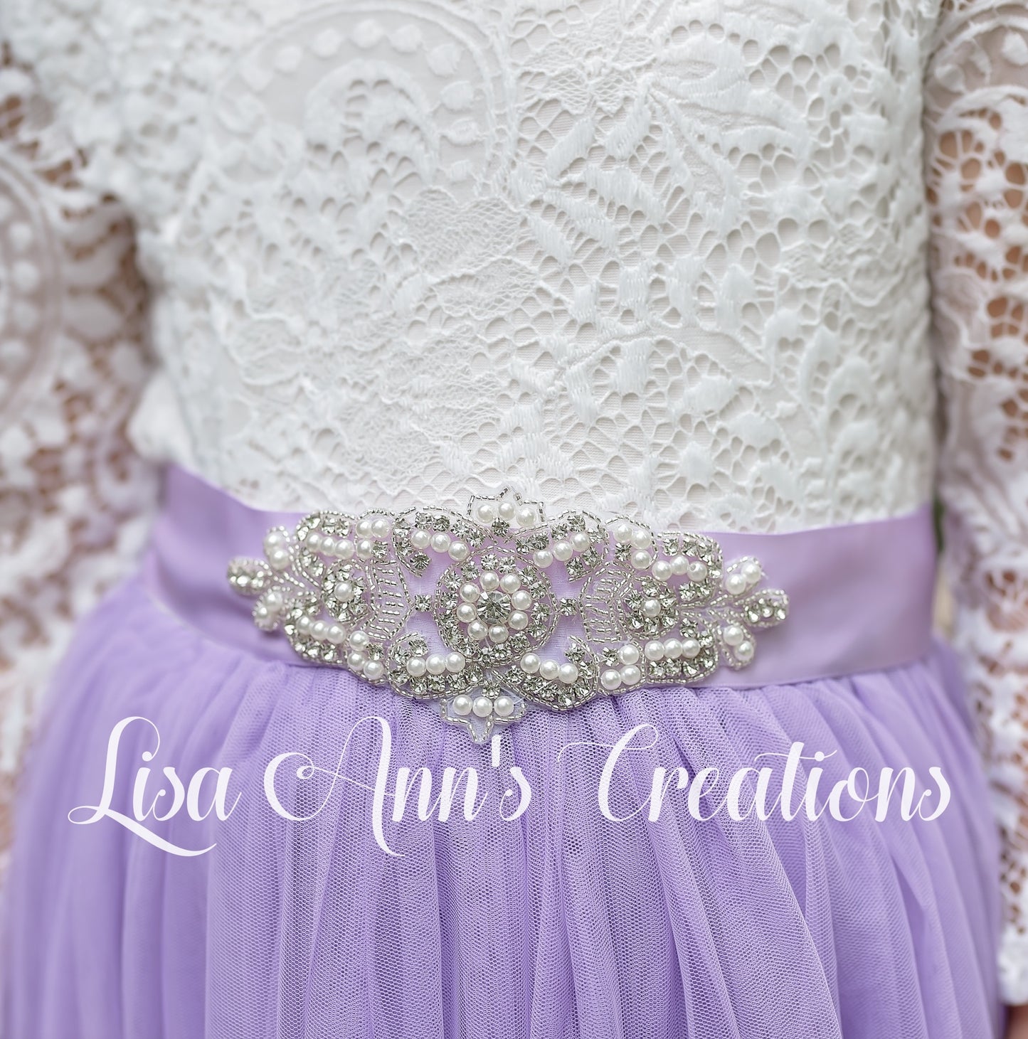 flower girl sash rhinestone pearl accessory