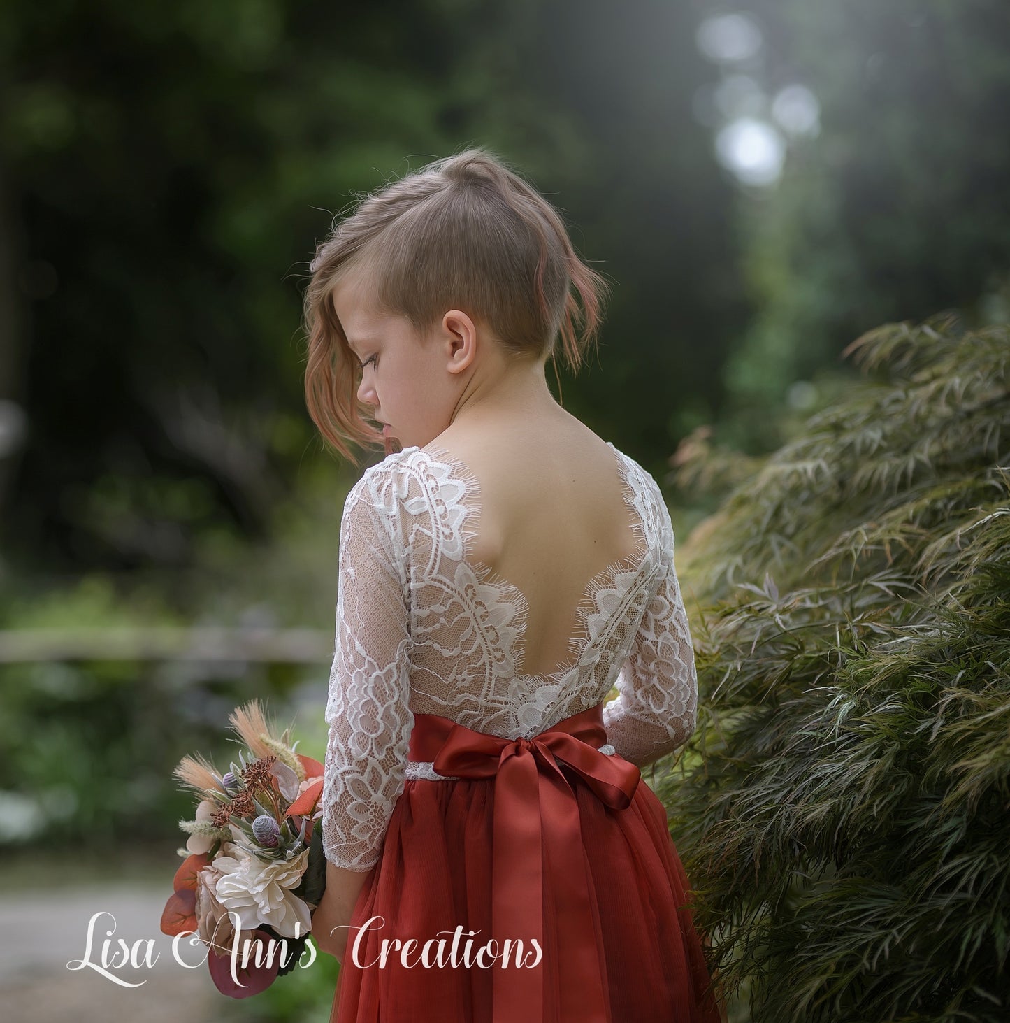 Junior Bridesmaid dress Rust tulle