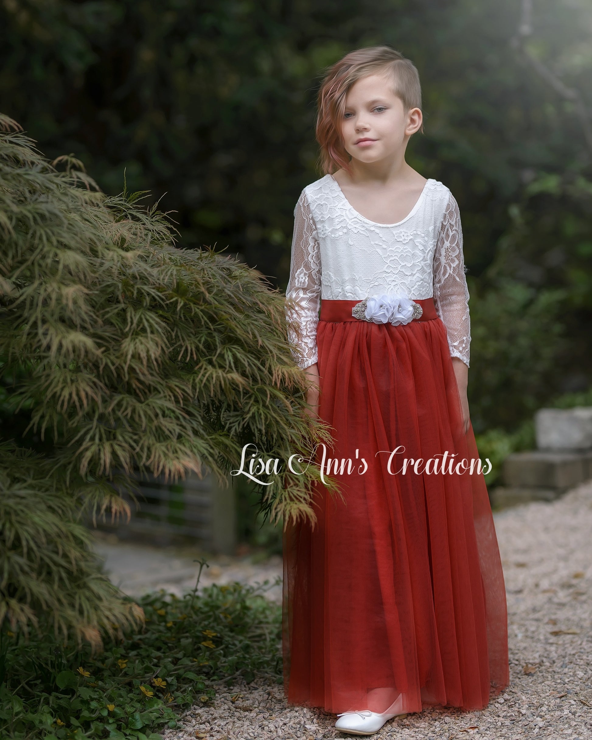Rust Flower Girl Dress tulle junior bridesmaid