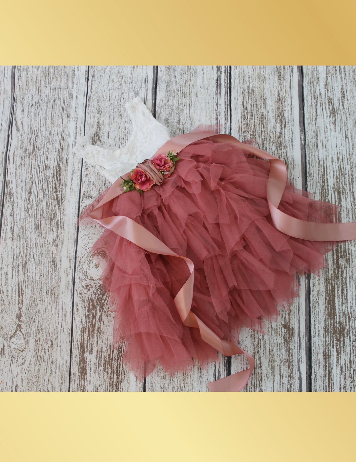 The Daisy - Dusty Rose Dress - Sleeveless - Flower Sash