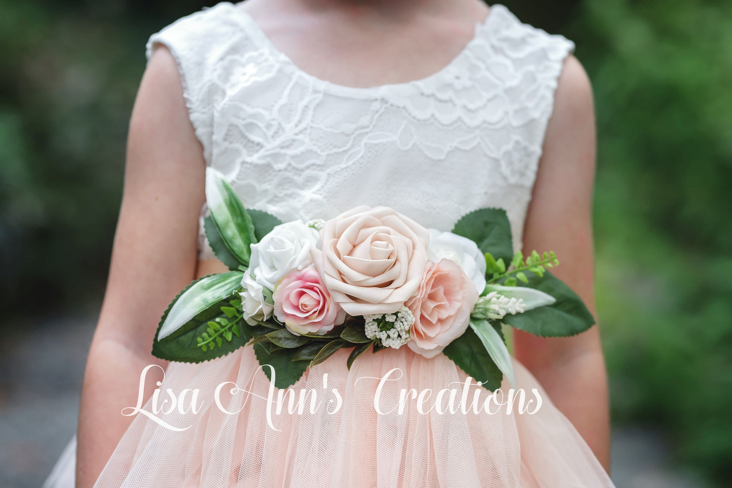 The Daisy - Light Peach Dress - Sleeveless - Flower Sash
