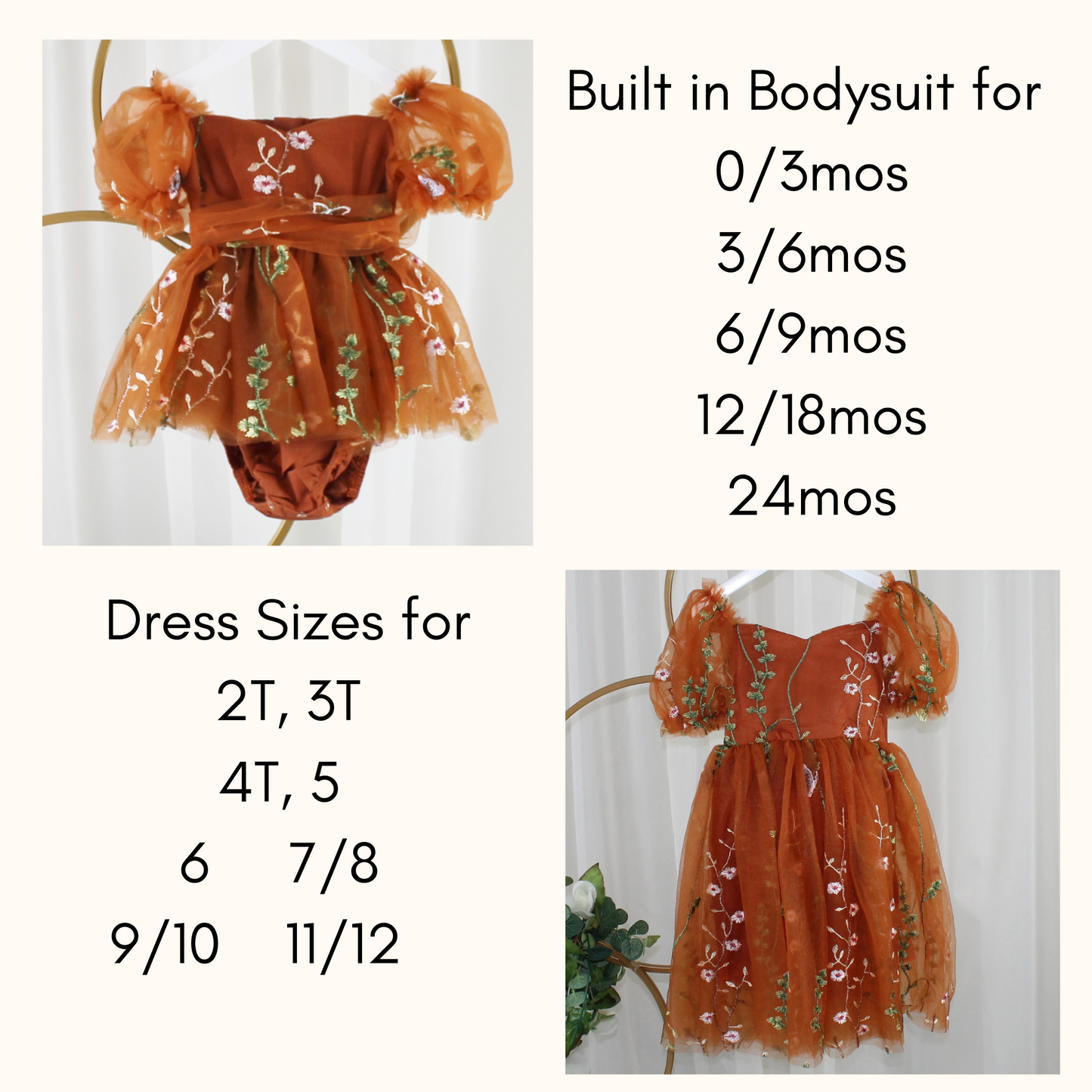 Burnt Orange Baby Floral Dress | Fall
