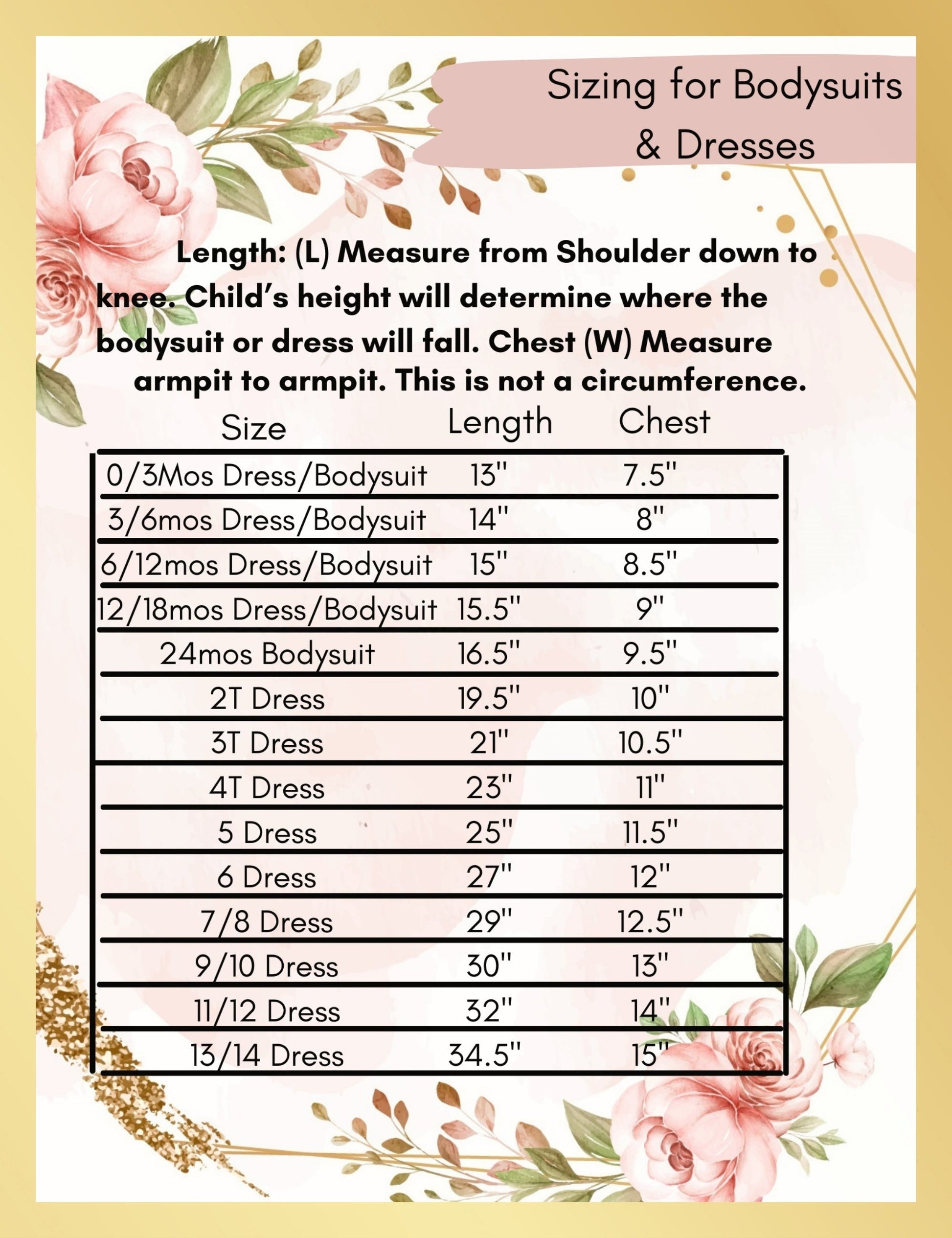 Sizing for Flower Girl Dress