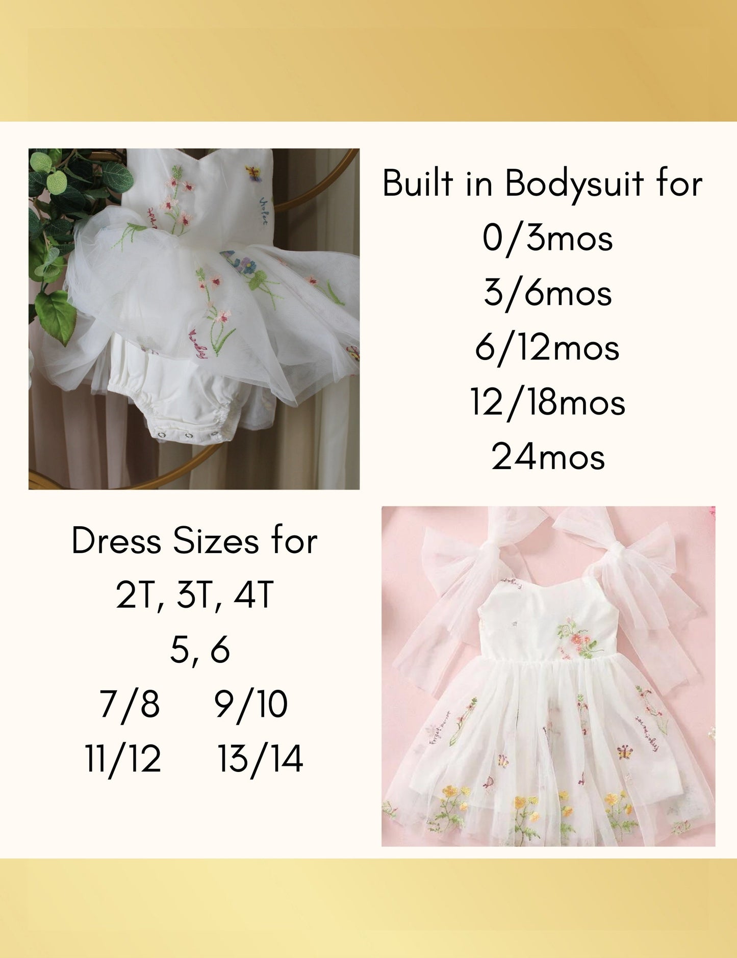 Matching sister outfits with embroidery flowers and tulle