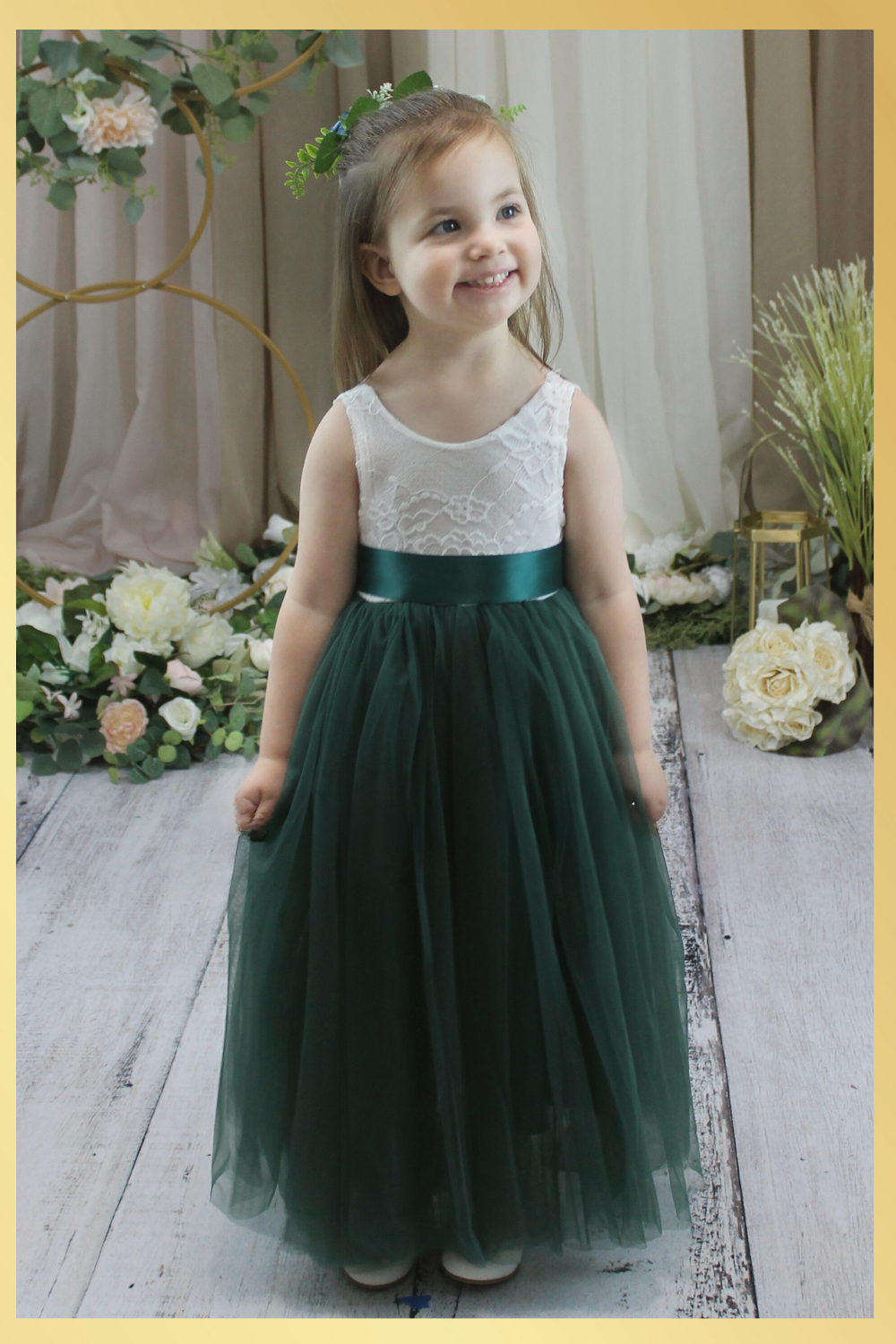 Flower Girl Dress in Hunter Green Tulle Sleeveless Bohemian Style Special  Occasion Dress – Lisa Ann's Creations