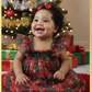 baby girl red and green plaid tulle dress for Christmas and holiday parties. 